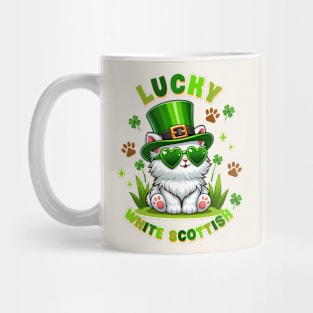 Lucky White Scottish Funny Cat St. Patricks Day Mug